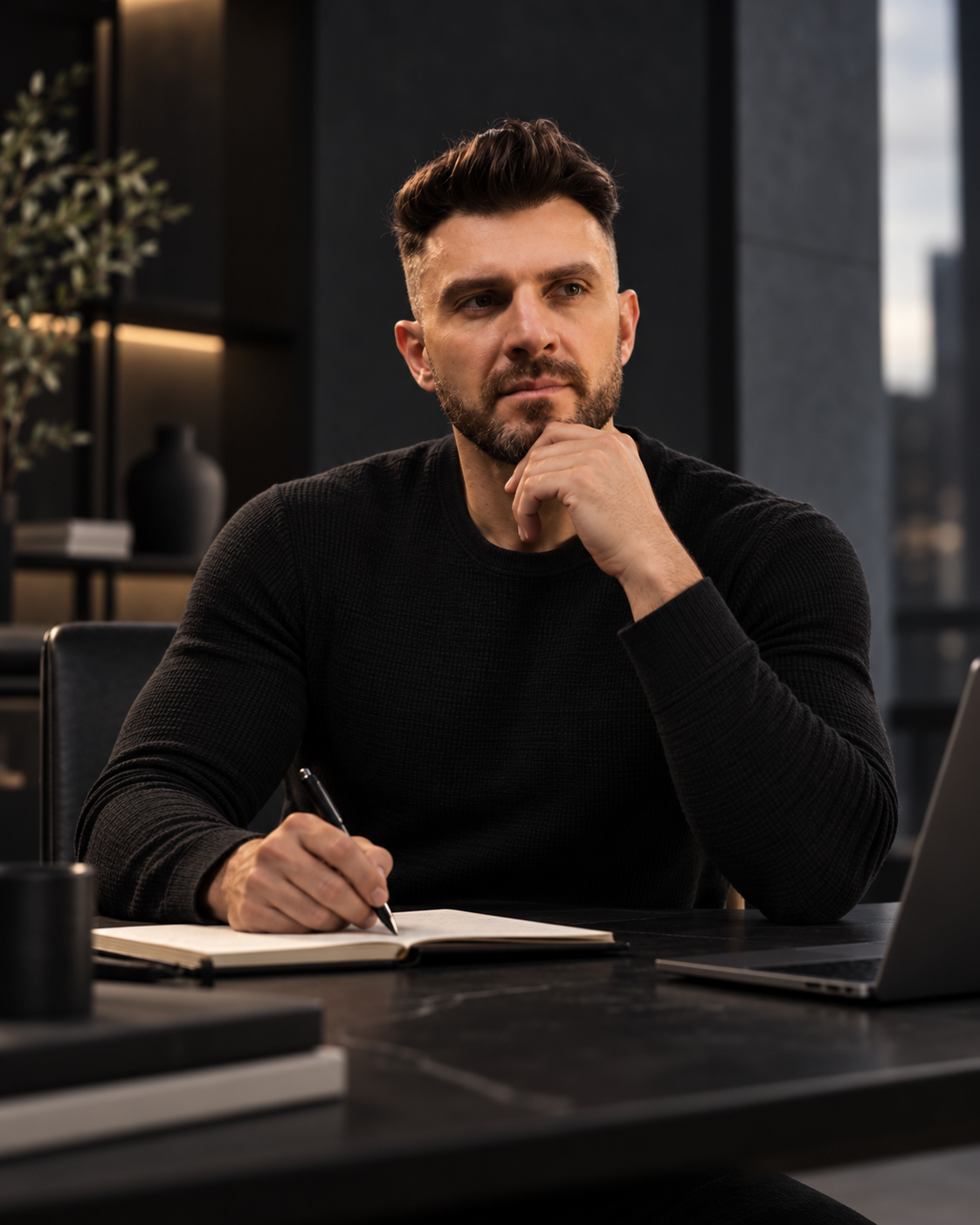 BEDIN escrevendo em um ambiente de trabalho